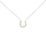 0.20ct Diamond 14K Gold Horseshoe Pendant Chain Necklace