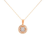 0.33ct Diamond 14K Gold Cluster Pendant Chain Necklace