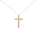 1.75ct Diamond 18K Gold Cross Pendant Chain Necklace