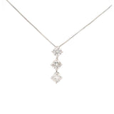 1.00ct Diamond Platinum Three Stone Pendant Chain Necklace