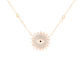 1.80ct Diamond Mother Of Pearl 14K Gold Evil Eye Pendant Chain Necklace