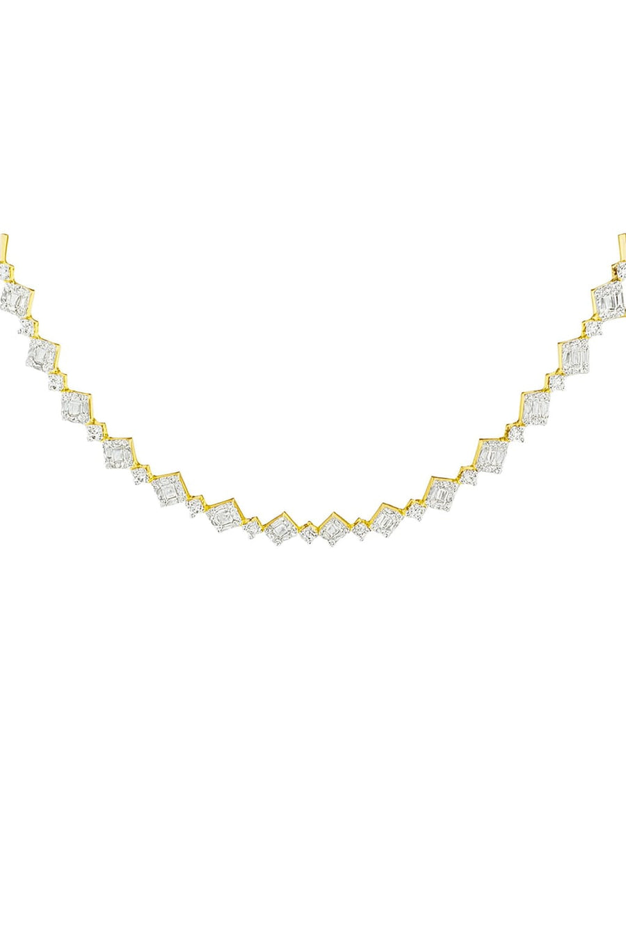3.10ct Diamond 14K Gold Illusion Set Tennis Necklace