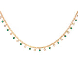 0.94ct Emerald Rubies Pink Sapphire Diamond 14K Gold Floating Necklace