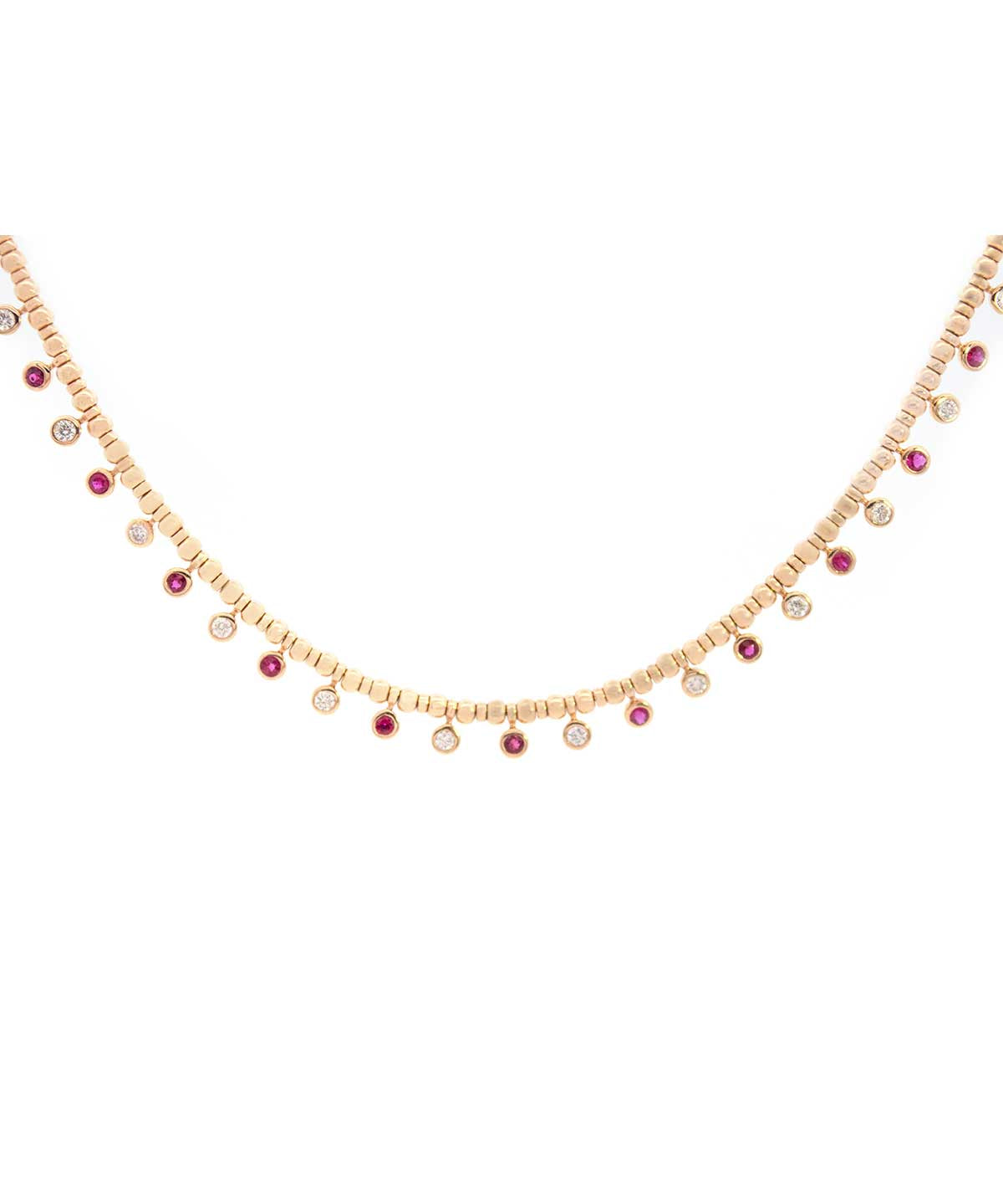 0.94ct Emerald Rubies Pink Sapphire Diamond 14K Gold Floating Necklace