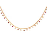 0.94ct Emerald Rubies Pink Sapphire Diamond 14K Gold Floating Necklace