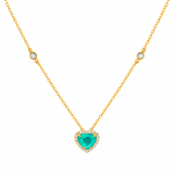 1.33ct Emerald Diamond 18K Gold Heart Necklace