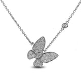 0.81ct Diamond 18K Gold Butterfly Pendant Necklace