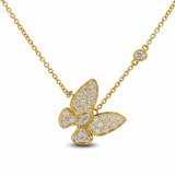 0.81ct Diamond 18K Gold Butterfly Pendant Necklace