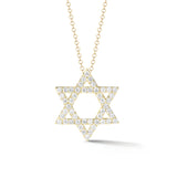 0.06ct Diamond 18K Gold Star of David Pendant Chain Necklace