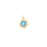 14K Gold Sunburst Evil Eye Pendant
