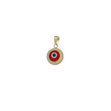 14K Gold Red Evil Eye Pendant