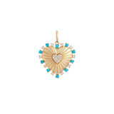 0.75ct Diamond Turquoise 14K Gold Heart Pendant