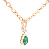 1.93ct Diamond Emerald 14K Gold Pear Bezel Pendant