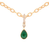 1.93ct Diamond Emerald 14K Gold Pear Bezel Pendant