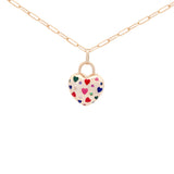14K Gold Enamel Heart Pendant