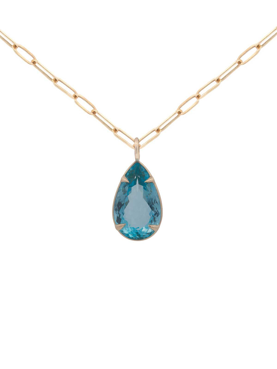 37.09cts Blue Topaz 18K Gold Pendant