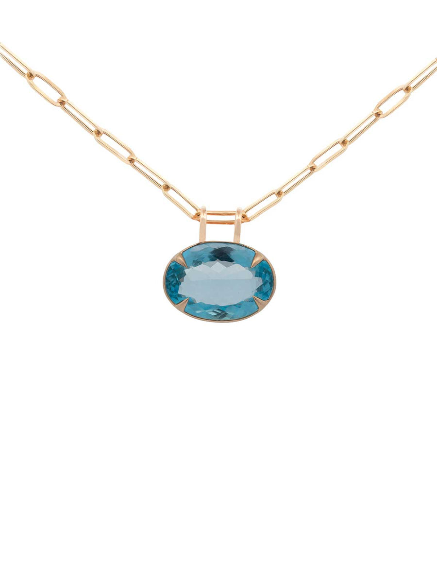 34.50cts Blue Topaz 18K Gold Pendant
