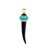 2.70ct Diamond Turquoise Onyx 18K Gold Horn Pendant