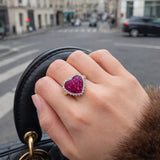 1.95ct Diamond Ruby 18K Gold Cluster Heart Ring