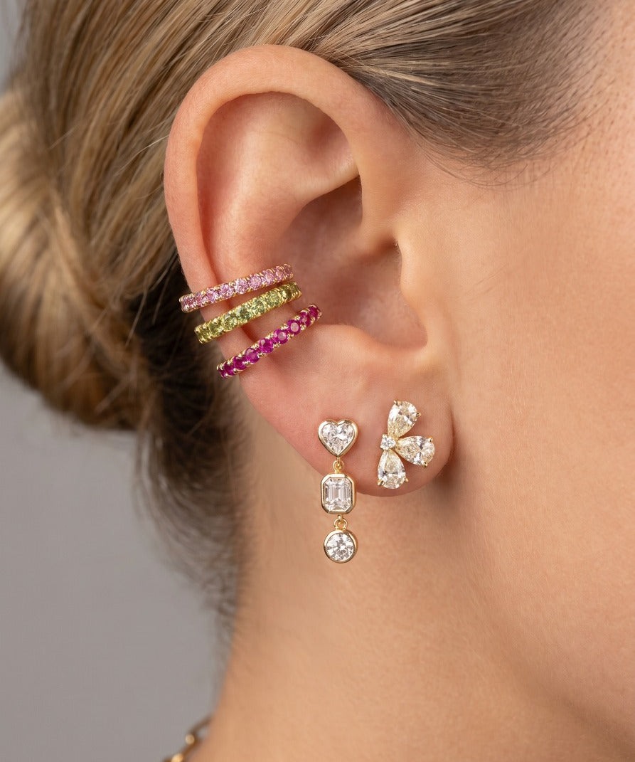 0.68ct Diamond 14K Gold Multi Shape Bezel Drop Earrings