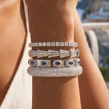 4.85ct Diamond Blue Sapphire 14K Gold Bangle Bracelet