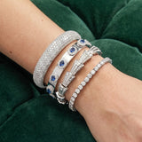 4.85ct Diamond Blue Sapphire 14K Gold Bangle Bracelet