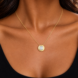 0.45ct Diamond 14K Gold Button Pendant Chain Necklace