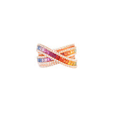 3.48ct Diamond Multi Sapphire 18K Gold Crossover Ring