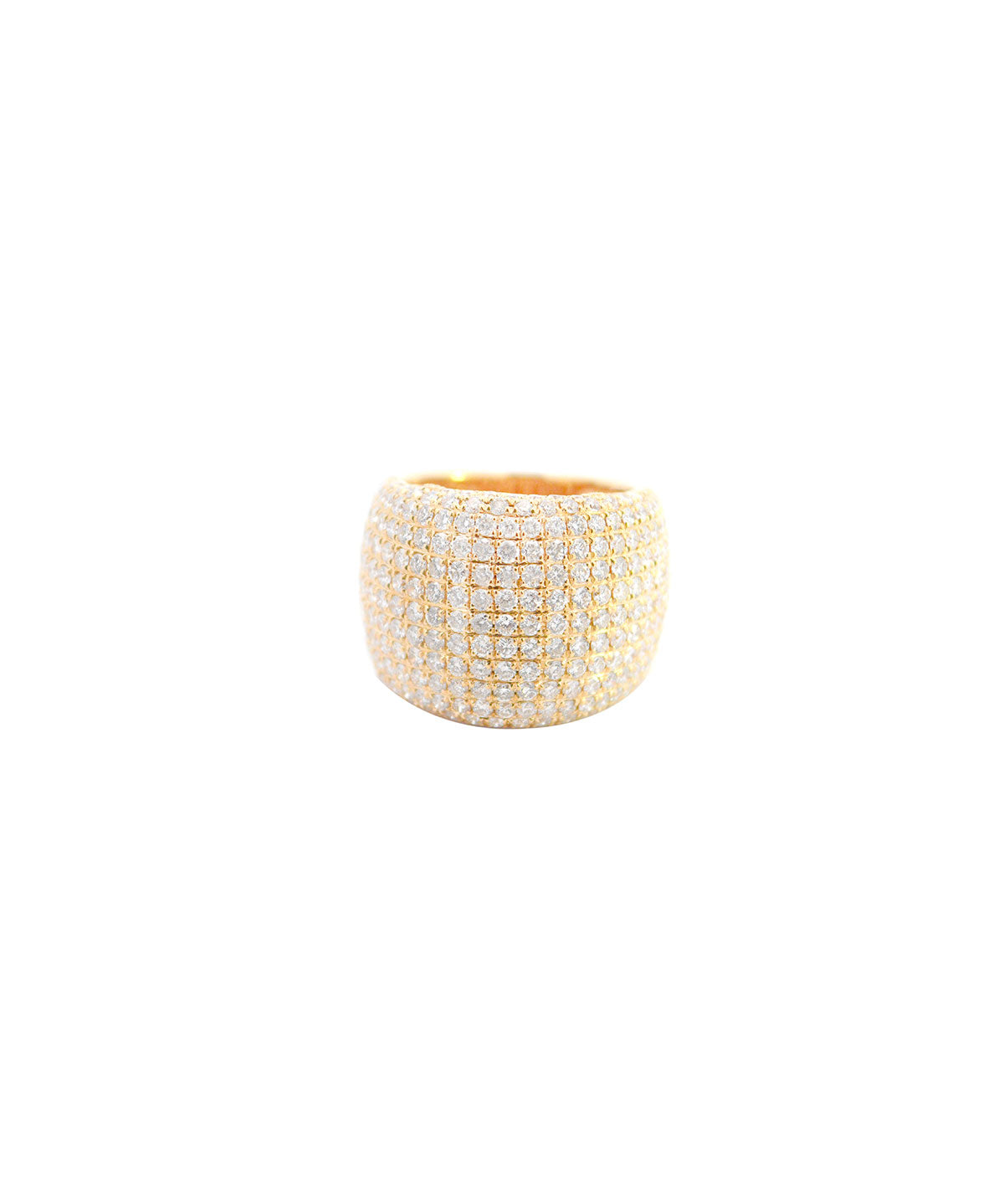3.65ct Diamond 18K Gold Large Pave Dome Ring