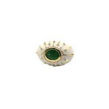 1.89ct Emerald Diamond Enamel 18K Gold Cocktail Ring