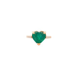 3.54ct Emerald Diamond 18K Gold Heart Solitaire Ring