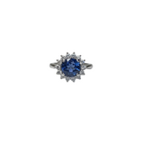 GIA 3.18ct Diamond Sri Lanka Sapphire Platinum Halo Ring