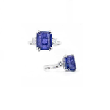 6.51cts Tanzanite Diamond 18K Gold Three Stone Cocktail Ring