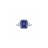 6.51cts Tanzanite Diamond 18K Gold Three Stone Cocktail Ring