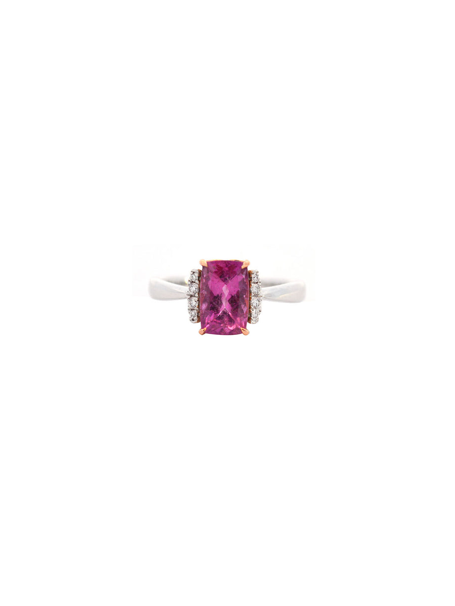 1.80cts Rose Tourmaline Diamond 18K Gold Solitaire Ring