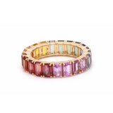 8.08ct Multi Sapphire 18K Gold Eternity Band Ring
