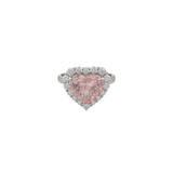 3.33ct Diamond Morganite 18K Gold Heart Halo Ring