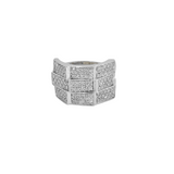 1.0ct Diamond 18K Gold Faceted Pave Ring