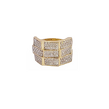 1.0ct Diamond 18K Gold Faceted Pave Ring