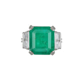 Gia 11.88cts Diamond Emerald Platinum Emerald Cocktail Ring