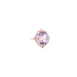 16.52ct Kunzite Pink Sapphire Diamond 18K Gold Cushion Ring