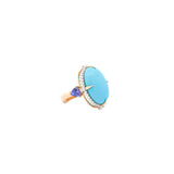 14.64ct Turquoise Tanzanite Diamond 18K Gold Cocktail Ring