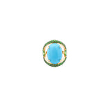 20.79ct Turquoise Tsavorite 18K Gold Cocktail Ring