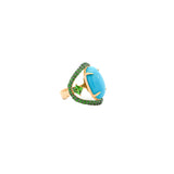 20.79ct Turquoise Tsavorite 18K Gold Cocktail Ring