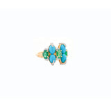 3.84ct Diamond Emerald Turquoise 18K Gold Cocktail Ring