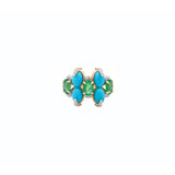 3.84ct Diamond Emerald Turquoise 18K Gold Cocktail Ring