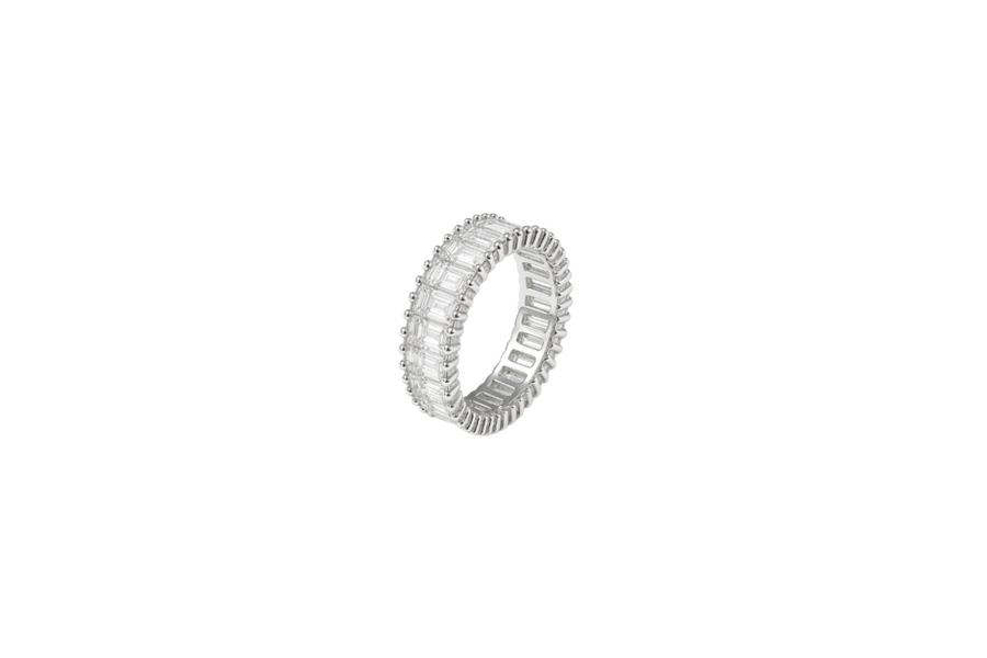 4.50ct Diamond 18K Gold Emerald Cut Eternity Ring