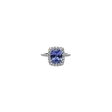 2.41ct Diamond Tanzanite 18K Gold Halo Ring