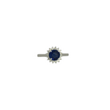 0.91ct Diamond Sapphire 18K Gold Halo Ring