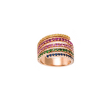 2.28ct Multi Sapphire Tsavorite 18K Gold Spiral Ring